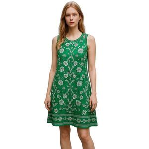 Max Studio Green Floral Sleeveless Sheath Dress